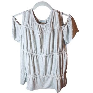 Sundance Cold Shoulder‎ Cut Out Boho Tunic Top Heathered Gray Peplum Size Small